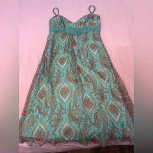 Laundry by Shelli Segal Aqua and Coral Paisley Dress